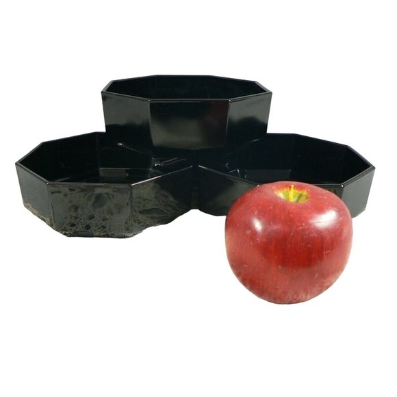 Bridge Bowls Party Snack Cocktail Nuts, Condiment Octagon 4pc Set Blk - Picture 5 of 11